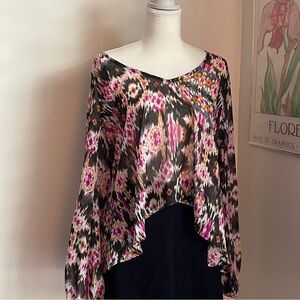 Show Me Your Mumu Top Sz S Hi Low Semi Sheer Long Sleeve Floral Boho Hippy Fairy